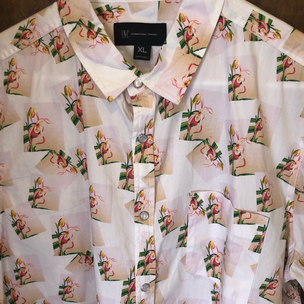 EUC Western Flare I.N.C. Floral Pearl Snaps 100% Cotton XL Casual Aloha Shirt A - Picture 5 of 5